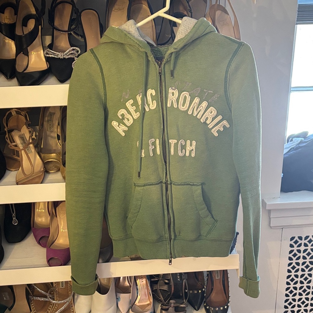 Abercrombie & Fitch Olive Zip-Up Hoodie